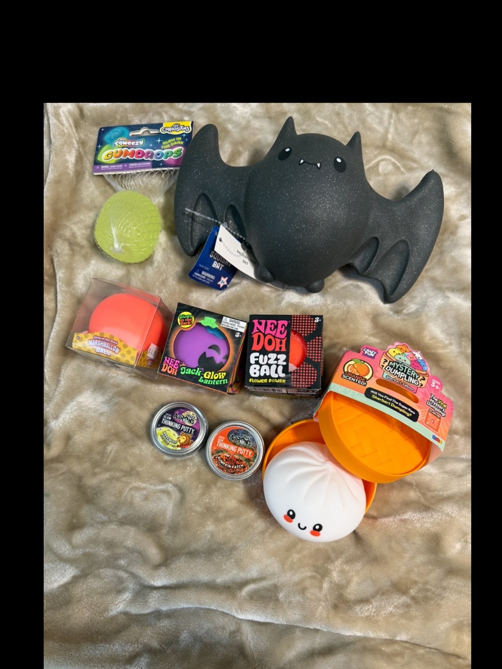Glitter Black Bat Squishy Sensory Toy - Kids Learning Play